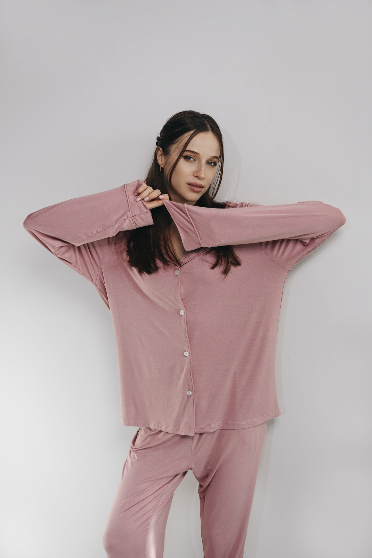 Blush Pink Long Sleeves Pajama Set