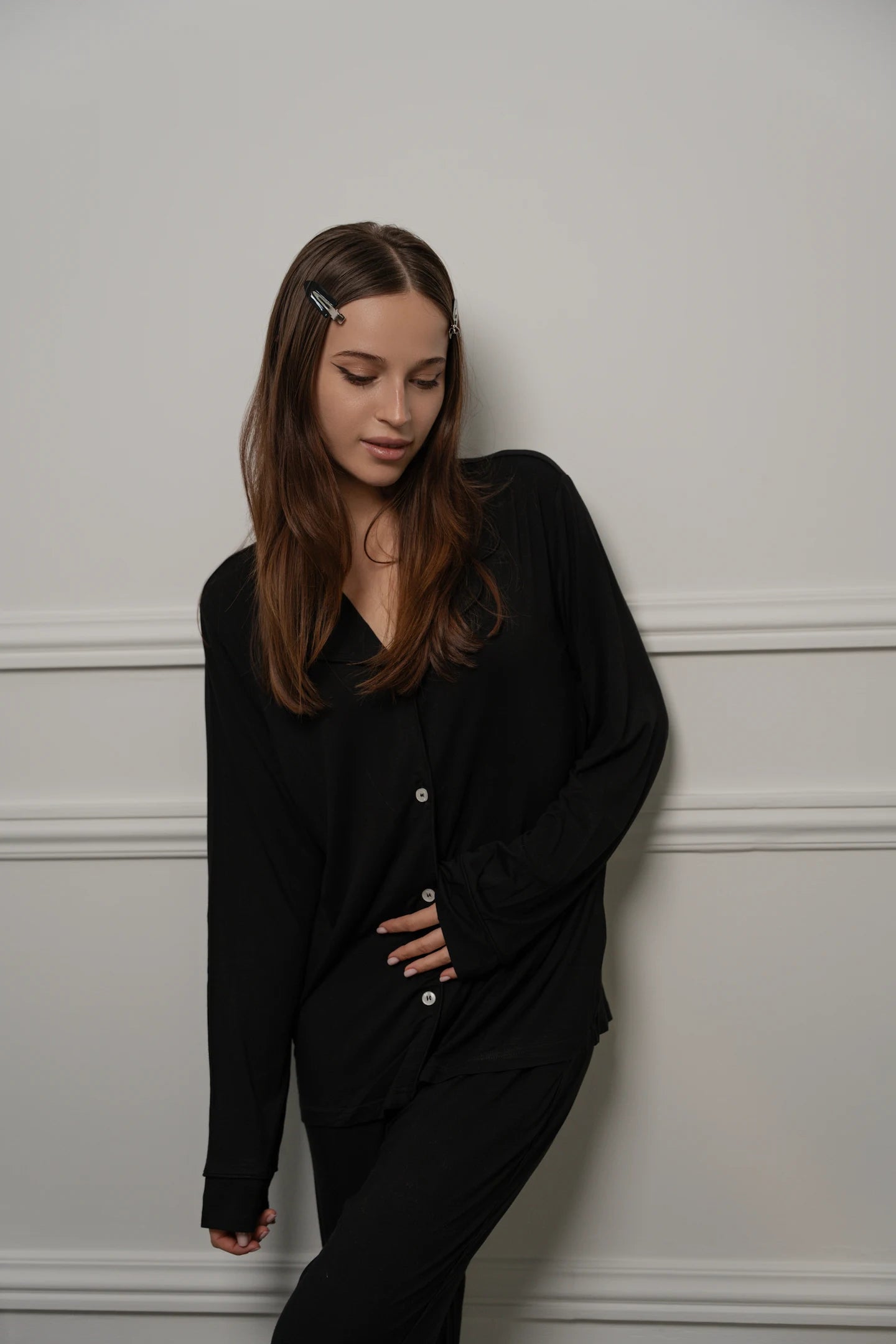 All Black Long Sleeves Pajama Set